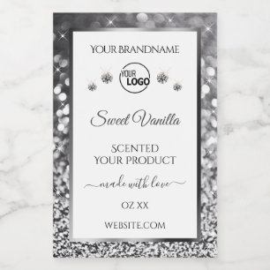 White Silver Glitter Jewels Product Labels Logo