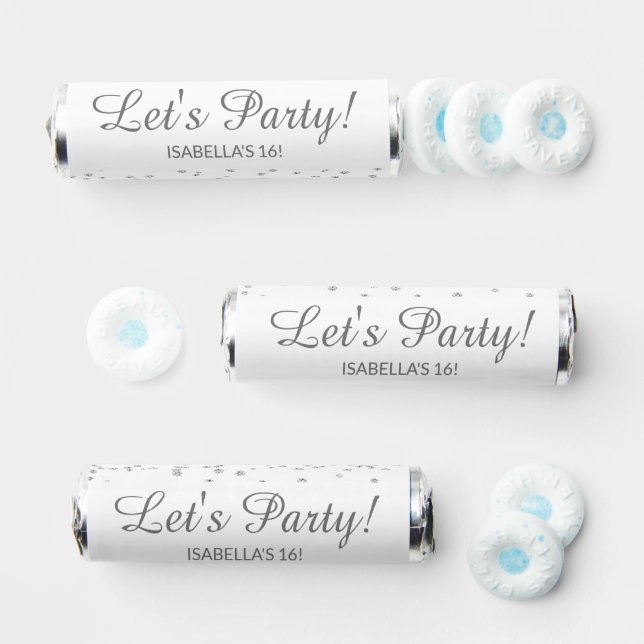 White Silver Glitter Let's Party Sweet 16   Breath Savers® Mints (Assorted)