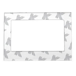White Silver Glitter letter K Magnetic Frame