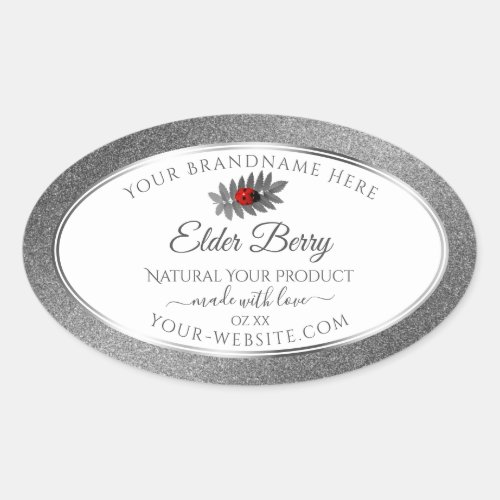 White Silver Glitter Product Labels Red Ladybug