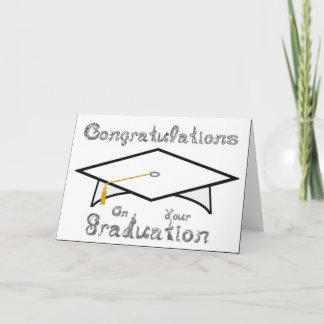White & Silver Grad Cap Printable Party Hat or Card