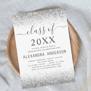 White Silver Graduation Party Class of 2022 Invitation