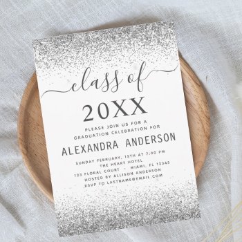 White Silver Graduation Party Class Of 2024 Invitation by Hot_Foil_Creations at Zazzle