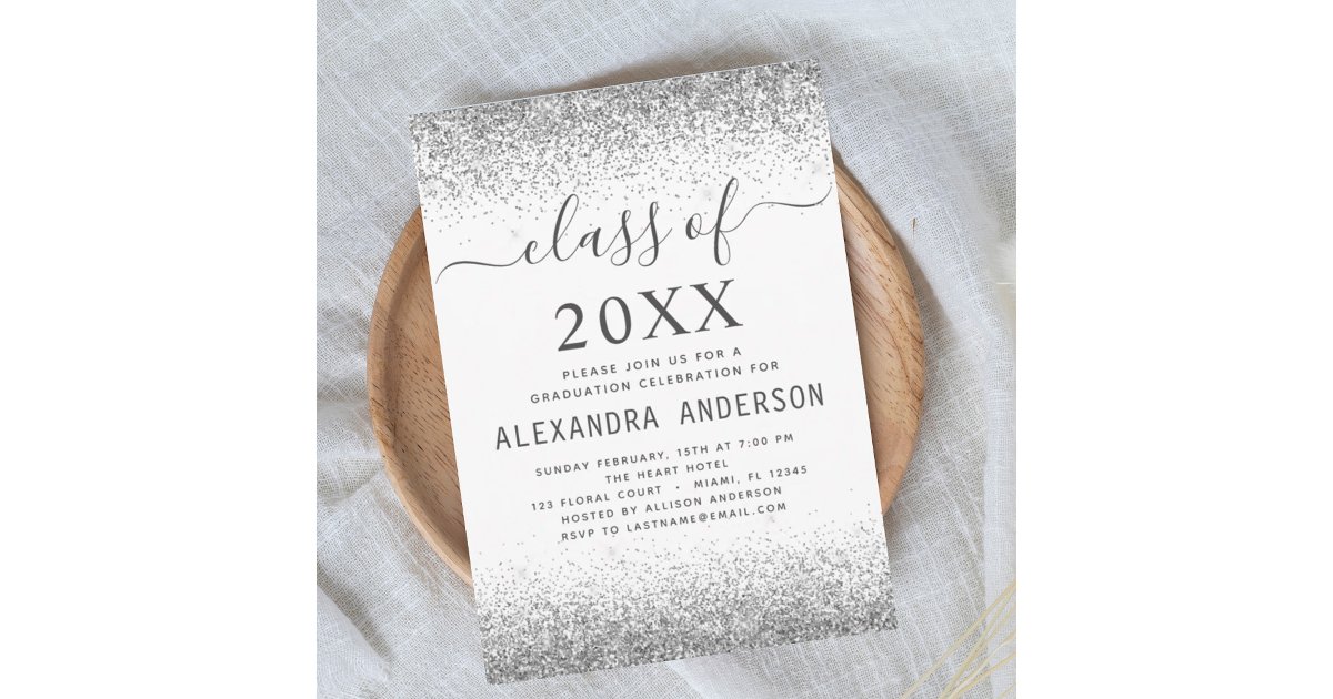 White Silver Graduation Party Class of 2024 Invitation | Zazzle