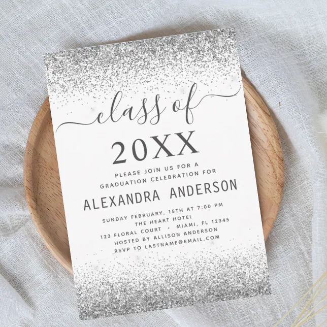 White Silver Graduation Party Class of 2024 Invitation | Zazzle