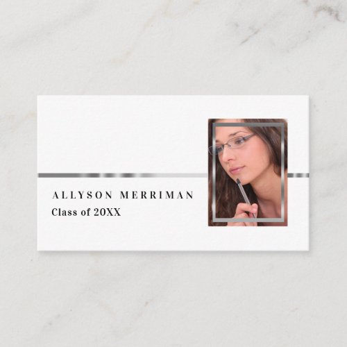 White  Silver Graduation Photo Insert Name Cards