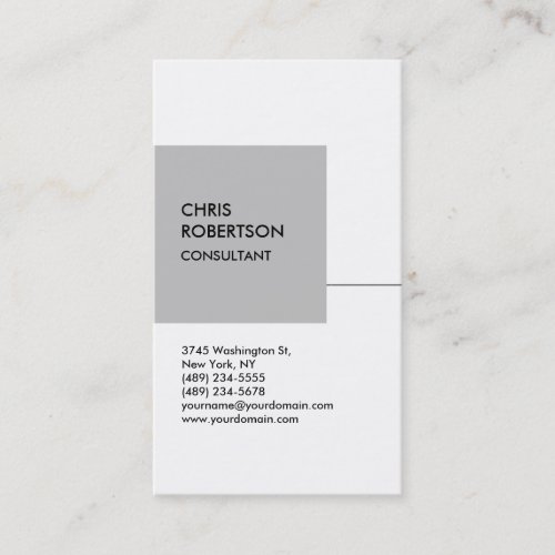 White Silver Gray Cube Vertical Chic Business Card