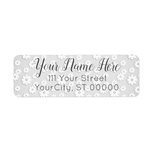 White & Silver Gray Floral Label (Front)