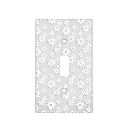 White  Silver Gray Floral Light Switch Cover