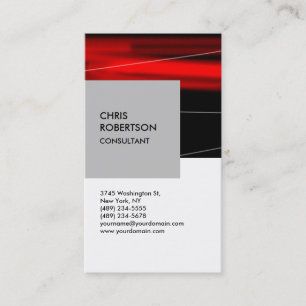 White Silver Gray Red Black Vertical Business Card