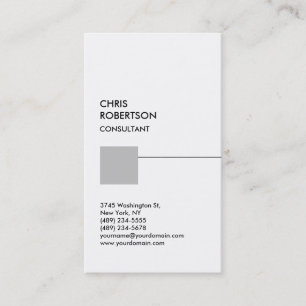 White Silver Gray Square Vertical Business Card
