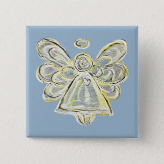 White Silver Guardian Angel Art Custom Button Pins