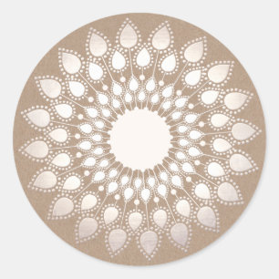 White Silver Lotus Floral Mandala Classic Round Sticker