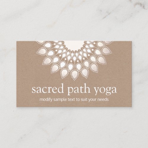 White Silver Lotus Mandala Yoga and Mediation Business Card