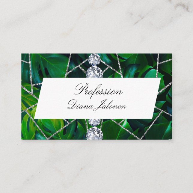 White Silver Marble Rose Black Glitter  Business Card (Front)