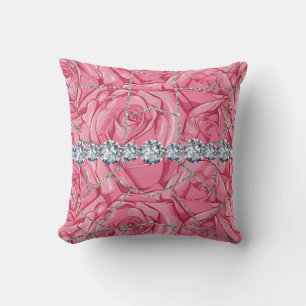 White Silver Marble Rose Black Glitter Throw Pill Pillow