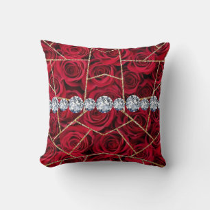 White Silver Marble Rose Black Glitter Throw Pillow