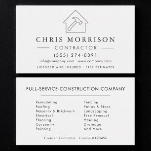 White Silver Modern Building Construction Business Card