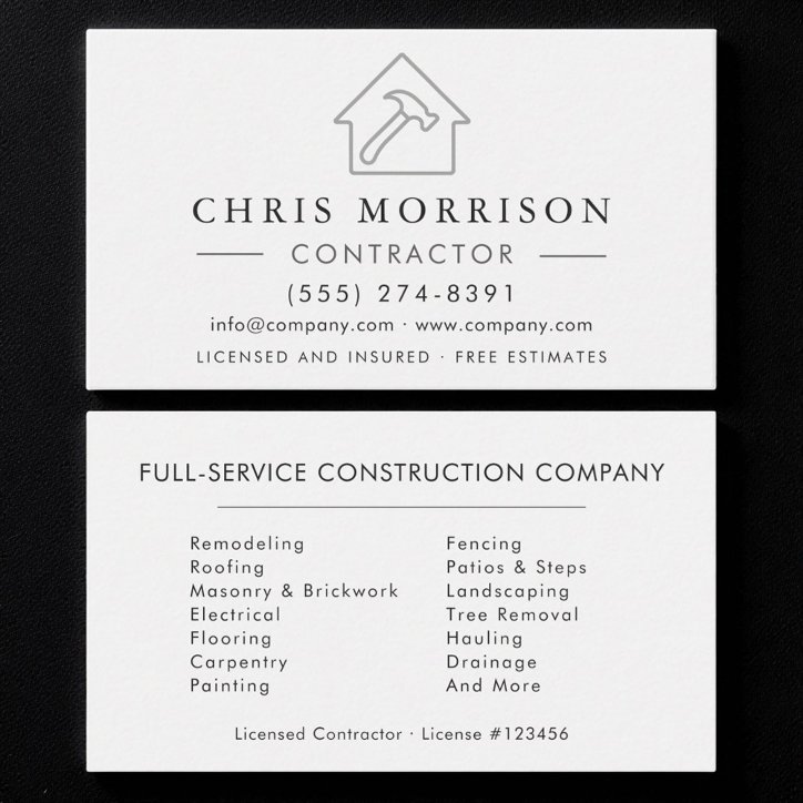 White Silver Modern Building Construction Business Card