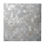 White Silver Mother Of Pearl Print Tiled Ceramic Tile at Zazzle