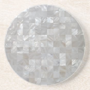 White Silver Mother Of Pearl Print Tiled Coaster by CustomizedCreationz at Zazzle