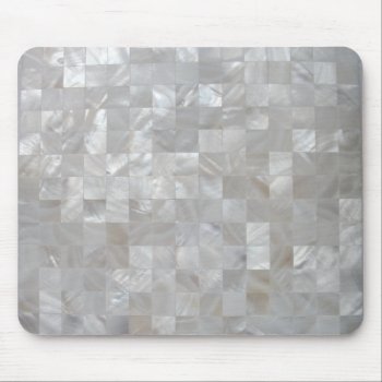 White Silver Mother Of Pearl Print Tiled Mouse Pad by CustomizedCreationz at Zazzle