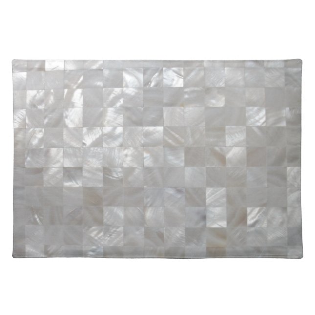 White Silver Mother Of Pearl Print Tiled Placemat (Front)