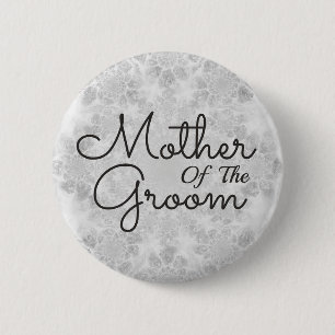 White Silver Simple Wedding Mother Of The Groom Button