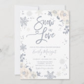 White & Silver Winter Bridal Shower Snow In Love Invitation (Front)