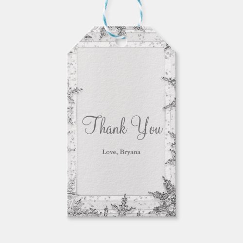 White  Silver Winter Snowflakes Elegant Favor Gift Tags