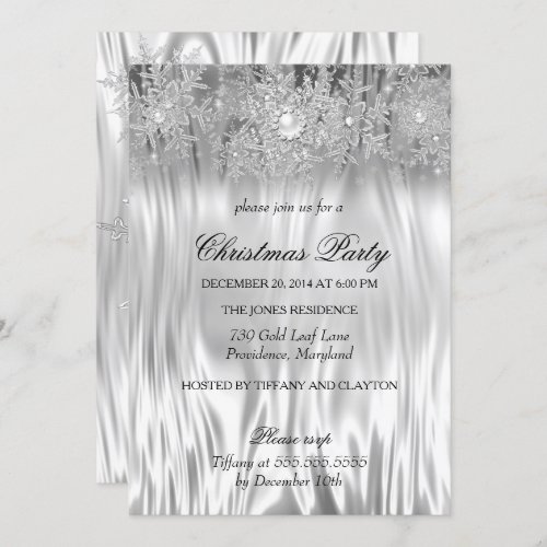 White Silver Winter Wonderland Christmas Party Invitation