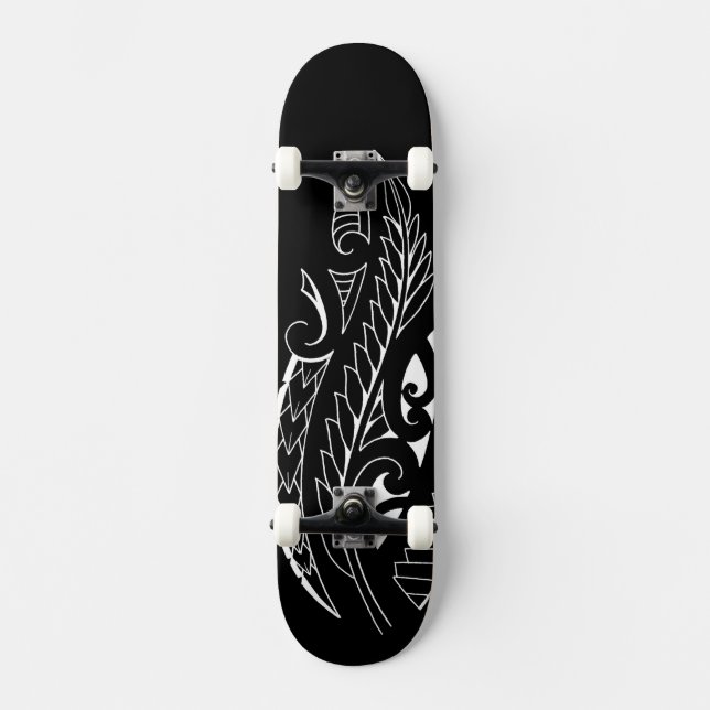 White silverfern New Zealand national symbol art Skateboard Deck (Front)