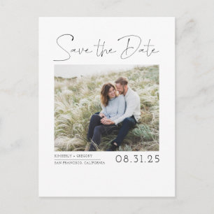 White Simple and Minimal Save the Date Photo Announcement Postcard