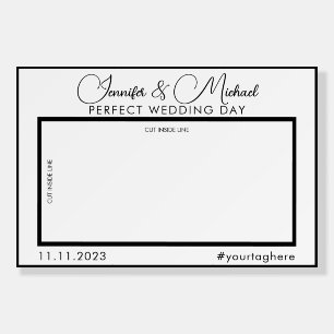 White Simple Black Line Photo Booth Selfie Frame Foam Board