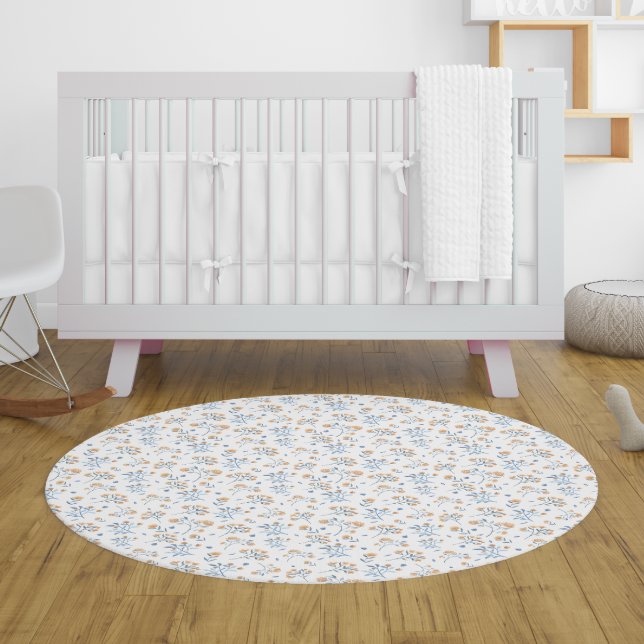 White Simple Boho Wildflower Pattern Rug (White Simple Boho Wildflower Pattern Rug)
