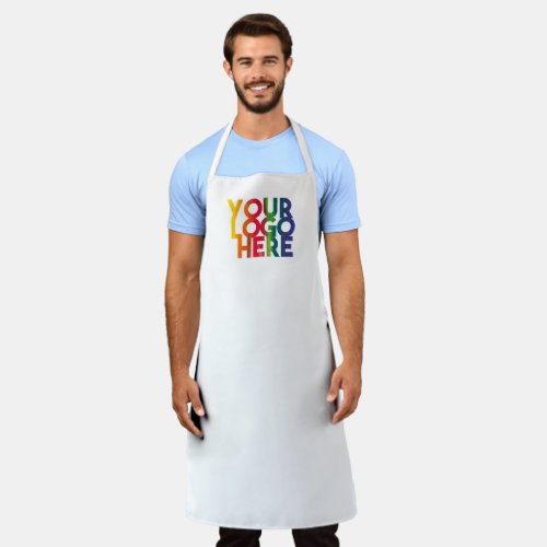 White Simple Business Logo Apron