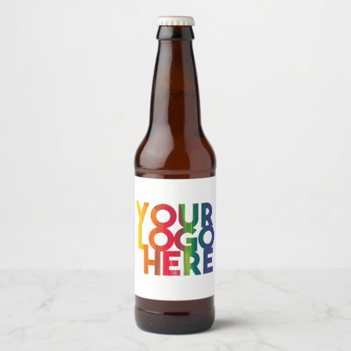 White Simple Business Logo Beer Bottle Label