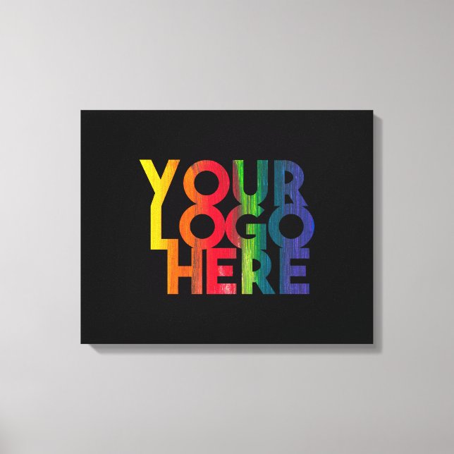 White Simple Business Logo Black Canvas Print (Front)