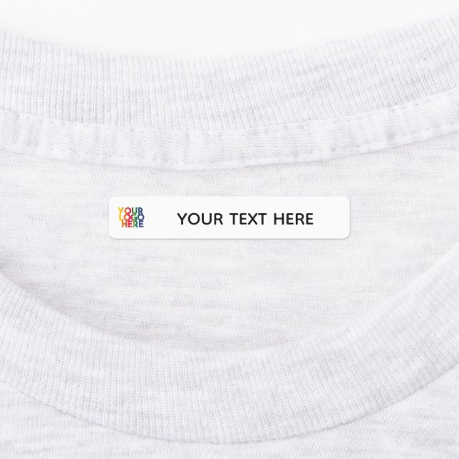 White Simple Business Logo Fabric Clothing Labels (Affixed)
