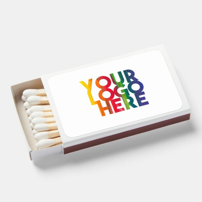 White Simple Business Logo   Matchboxes (Front Open)