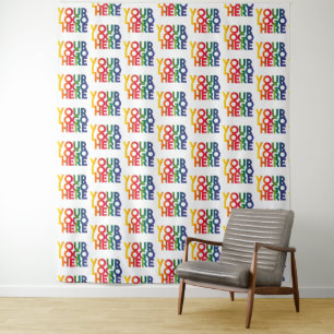 White Simple Business Logo Pattern Tapestry