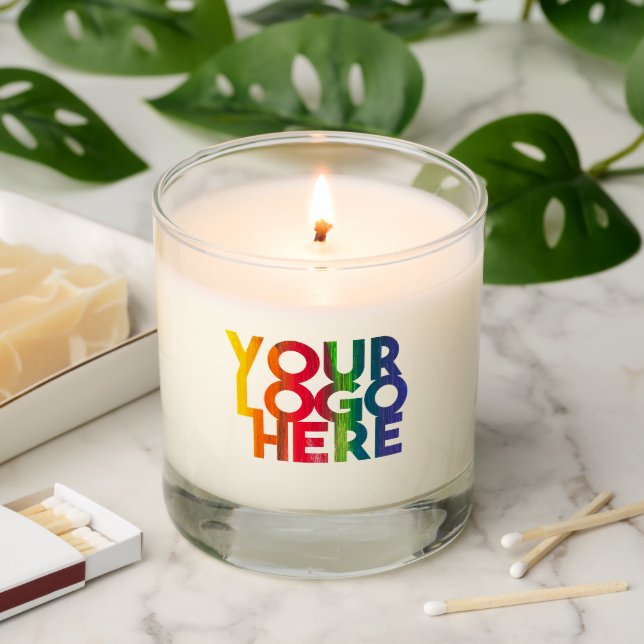 White Simple Business Logo Scented Candle (Lit)