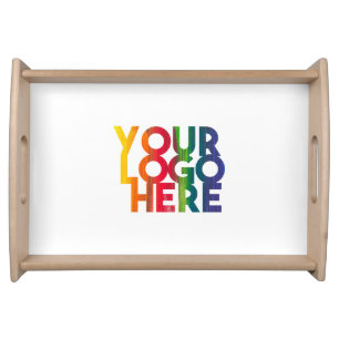 White Simple Business Logo Serving Tray