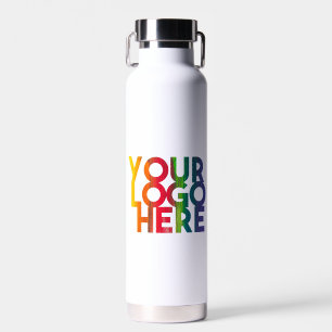 White Simple Business Logo Water Bottle