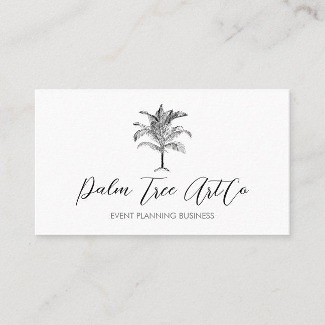 White Simple Classic Tree Palm Business Card