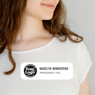 White Simple Company Logo Employee Magnetic  Name Tag