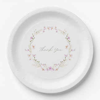 white simple delicate floral paper plates