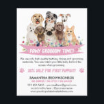 White Simple Floral Illustrated Dog groomer Flyer<br><div class="desc">White Simple Floral Illustrated Dog groomer</div>