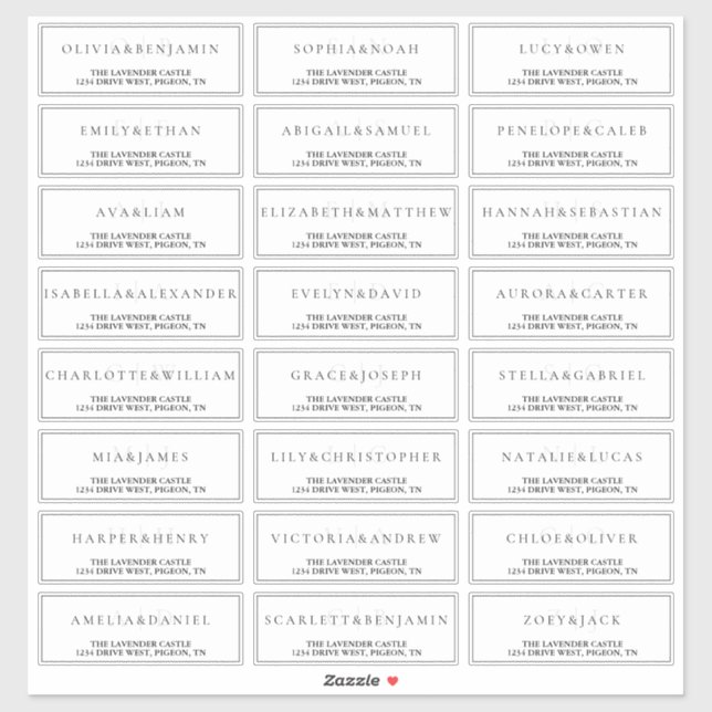 White Simple Formal Wedding Address Sticker (Sheet)