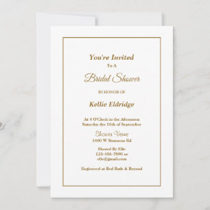 White Simple Framed Bridal Shower Invitation